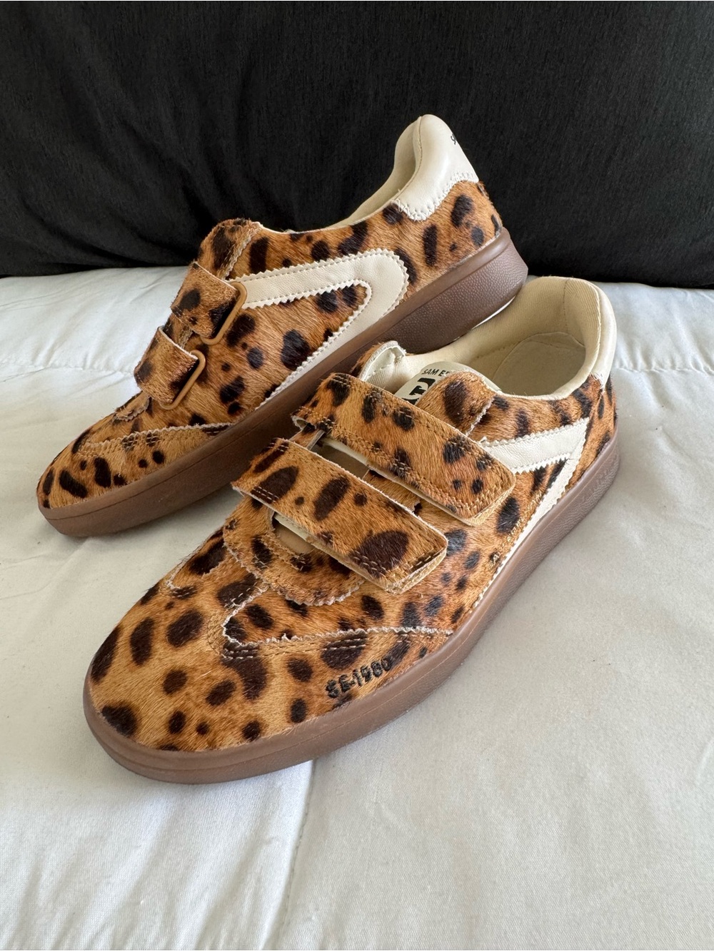 Sam Edelman Kids Leopard Print Velcro Sneakers in Brown and Cream
